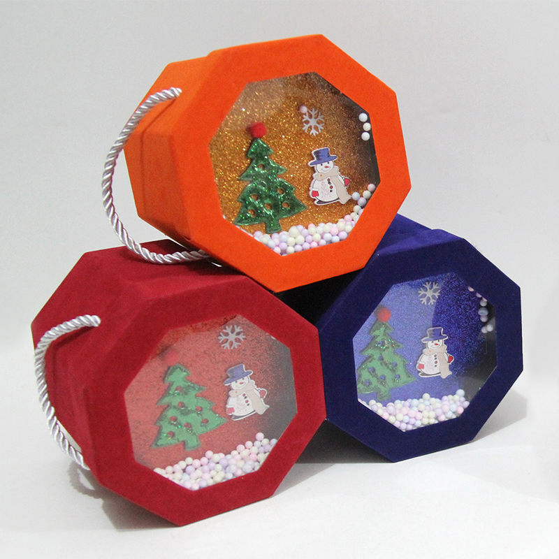 Coffret cadeau octogonal 3D de bonbons de mariage pour les fêtes 4007 avec corde suspendue