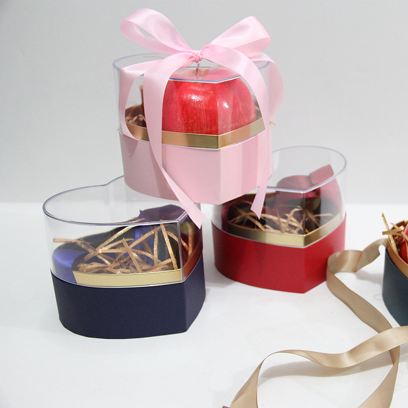 Coffret cadeau Peace Apple avec couvercle supérieur transparent en acrylique en forme de cœur 50142