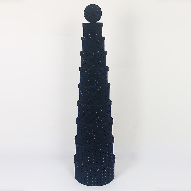 Coffret cadeau de rangement en tissu velours cylindrique 813