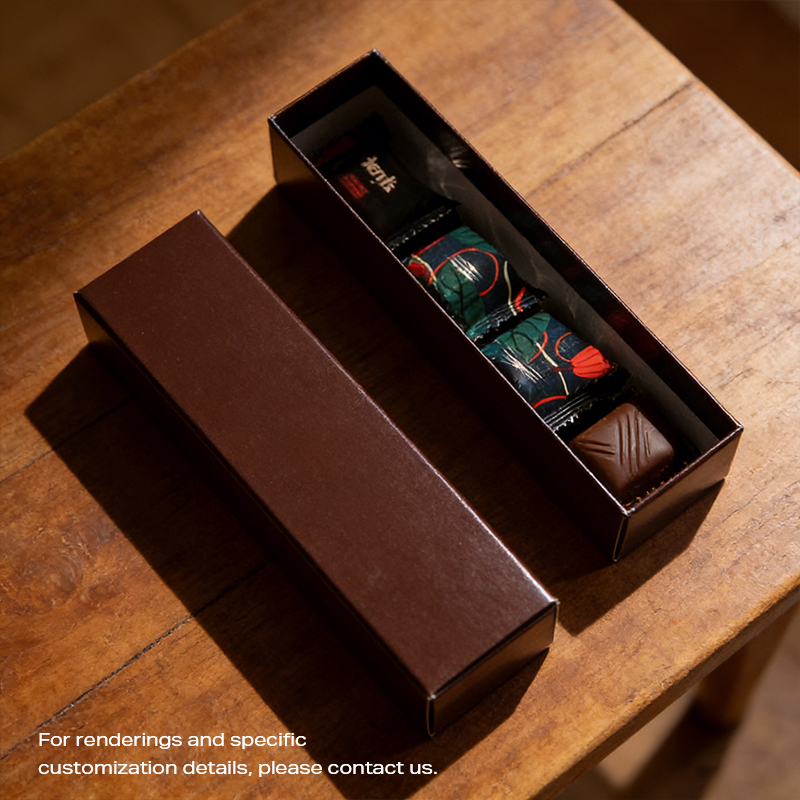 SH-05 Coffret cadeau rectangulaire simple à couvercle amovible pour aliments en chocolat de 4 pièces