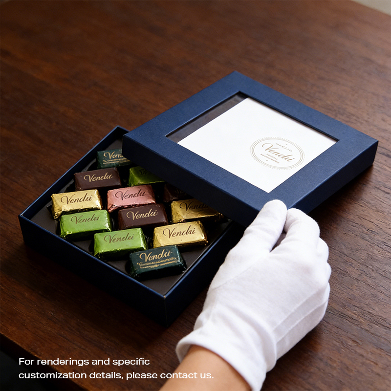 Coffret cadeau carré en chocolat à couvercle transparent à plusieurs compartiments SH-08