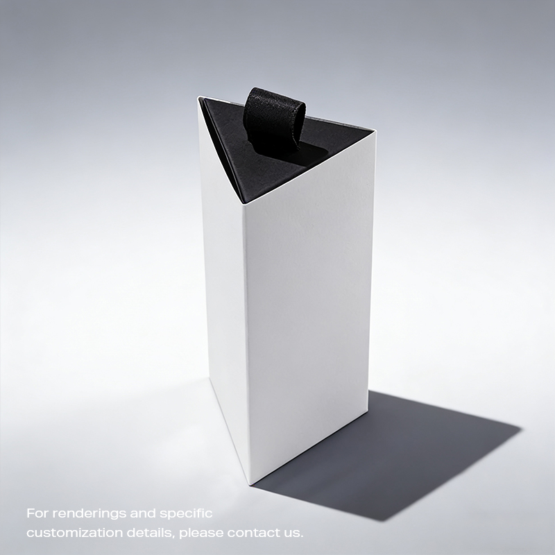 Coffret cadeau de rouge à lèvres extractible triangulaire en forme de prisme SHC-01 avec poignée noire sur le dessus