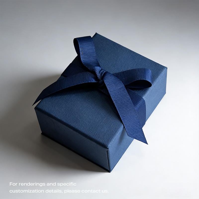 SHJGB-04 Couvercle supérieur et inférieur bleu marine avec doublure en similicuir et daim, coffret cadeau de bijoux